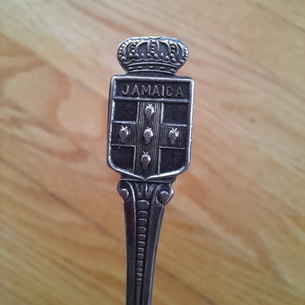 Vintage Jamaica Souvenir Spoon Crown Crest Mesker EPNS